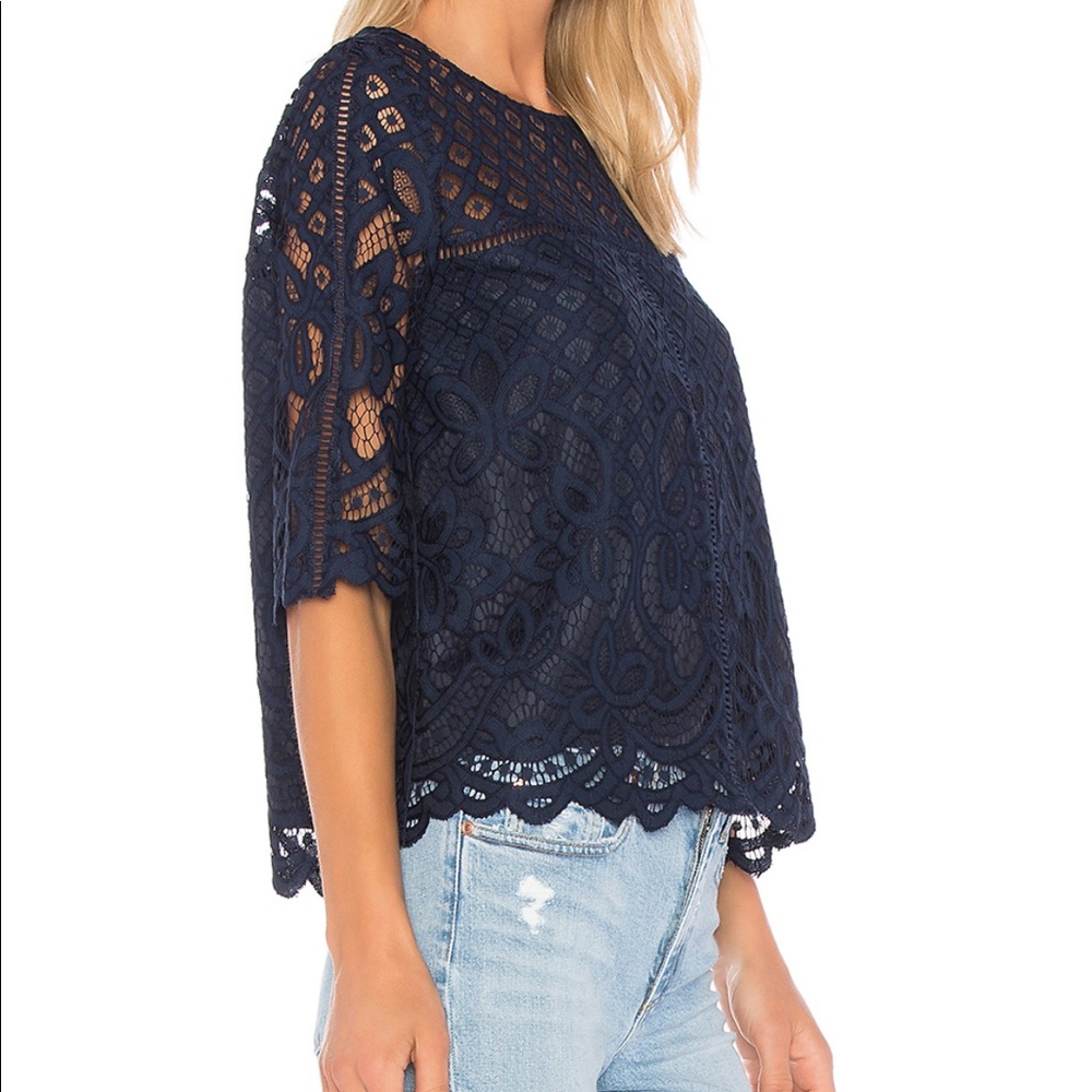 Cupcakes and Cashmere Andrie Ink Lace Overlay Top - Picture 2 of 5